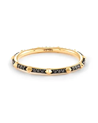 Astrid 14k Yellow Gold Band Ring Black Diamond