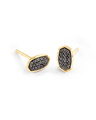 Marisa 14k Yellow Gold Stud Earrings in Black Diamond