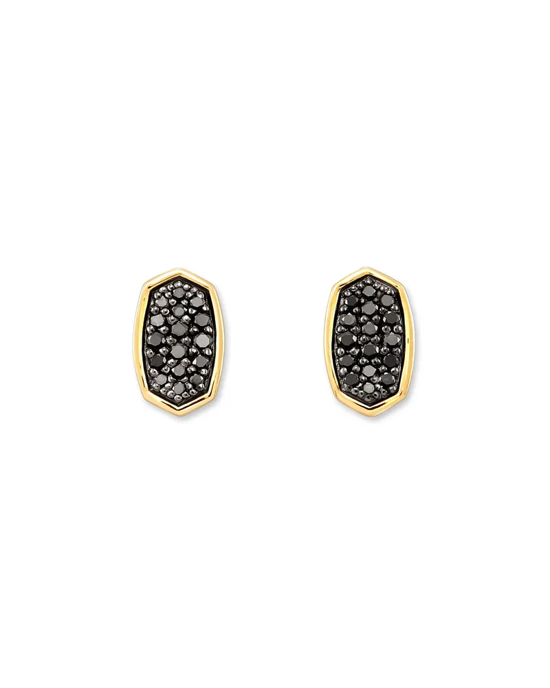 Marisa 14k Yellow Gold Stud Earrings in Black Diamond