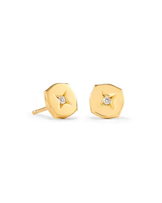 Adanna 18k Yellow Gold Vermeil Stud Earrings in White Diamond