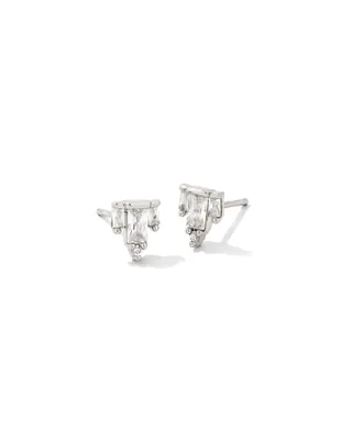 Juliette Silver Stud Earrings in White Crystal
