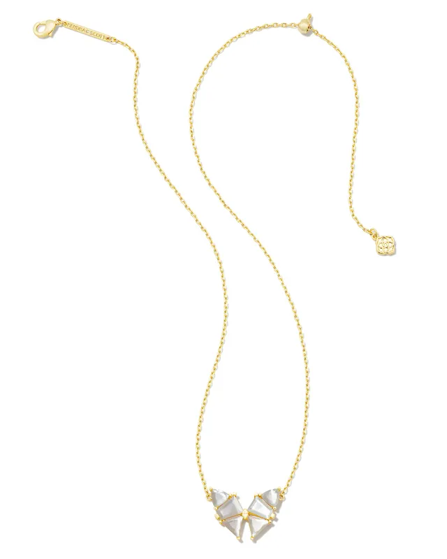 Kendra Scott Grayson Gold Pendant Necklace in Ivory Mother-of