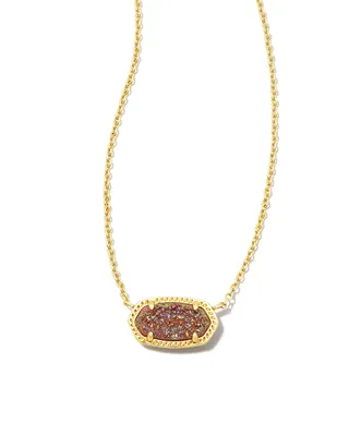 Elisa Gold Pendant Necklace in Spice Drusy