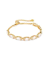 Genevieve Silver Delicate Chain Bracelet in White Crystal