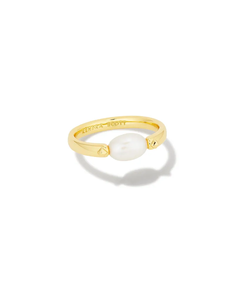 Leighton Gold Pearl Band Ring Freshwater Cultured