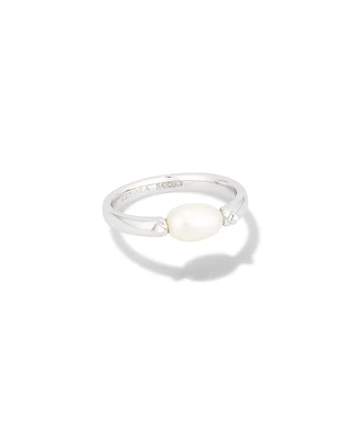 Leighton Gold Pearl Band Ring White