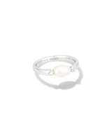 Leighton Gold Pearl Band Ring White