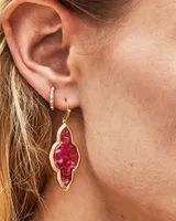 Framed Abbie Gold Drop Earrings in Light Burgundy Illusion