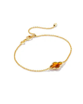 Framed Abbie Gold Delicate Chain Bracelet in Marbled Amber Illusion