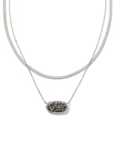 Elisa Herringbone Silver Multi Strand Necklace in Platinum Drusy