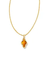 Framed Abbie Gold Short Pendant Necklace in Marbled Amber Illusion