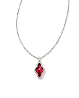 Framed Abbie Silver Short Pendant Necklace in Light Burgundy Illusion