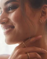 Ari Heart Rose Gold Stud Earrings in White Crystal