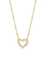 Ari Heart Gold Pendant Necklace in White Crystal