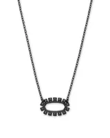 Elisa Gunmetal Open Frame Pendant Necklace in Black Spinel