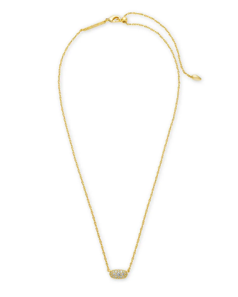 Grayson Gold Pendant Necklace in White Crystal