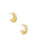 Livy Gold Huggie Earrings White Crystal