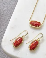 Lee Gold Drop Earrings in Red Kyocera Opal