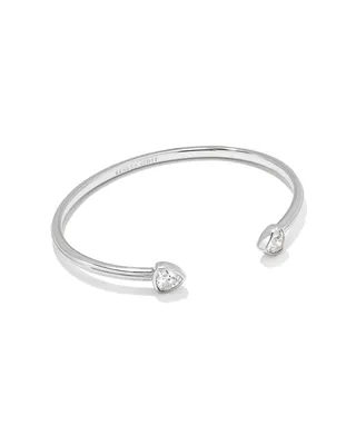 Arden Silver Cuff Bracelet in White Crystal