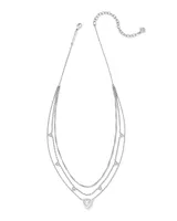 Arden Silver Multi Strand Necklace in White Crystal