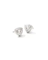 Arden Silver Stud Earrings in White Crystal