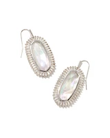 Baguette Elle Silver Drop Earrings in Ivory Mix