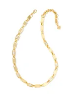 Jessie Gold Chain Necklace in White Crystal