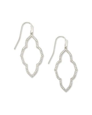 Abbie Gold Small Open Frame Earrings White Crystal