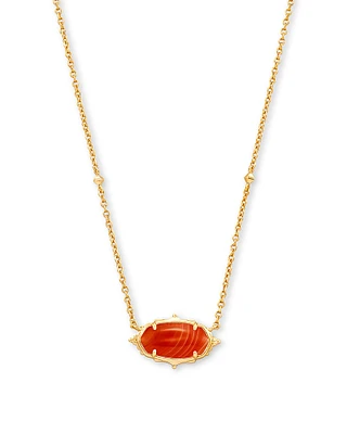 Baroque Elisa Gold Pendant Necklace in Orange Banded Agate