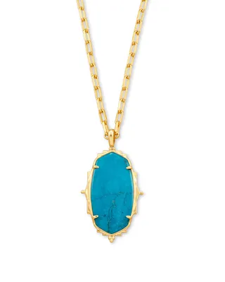 Baroque Ella Gold Long Pendant Necklace in Teal Howlite