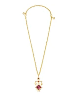 Cass Gold Large Long Pendant Necklace in Mauve Abalone