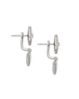 Shiva Silver Ear Jacket Earrings in Gray Banded Agate