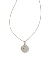 Letter A Silver Disc Reversible Pendant Necklace in Black Mother-of-Pearl