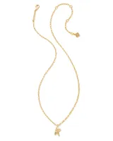 Crystal Letter K Gold Short Pendant Necklace in White Crystal