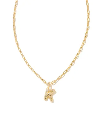 Crystal Letter K Gold Short Pendant Necklace in White Crystal