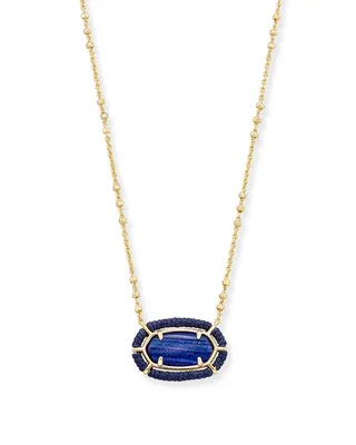 Threaded Elisa Gold Pendant Necklace in Navy Dusted Glass