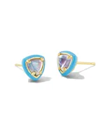 Arden Gold Enamel Framed Stud Earrings in Periwinkle Illusion