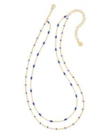 Dottie Gold Multi Strand Necklace in Cobalt