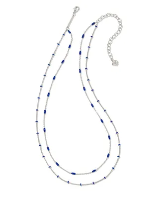 Dottie Silver Multi Strand Necklace in Cobalt