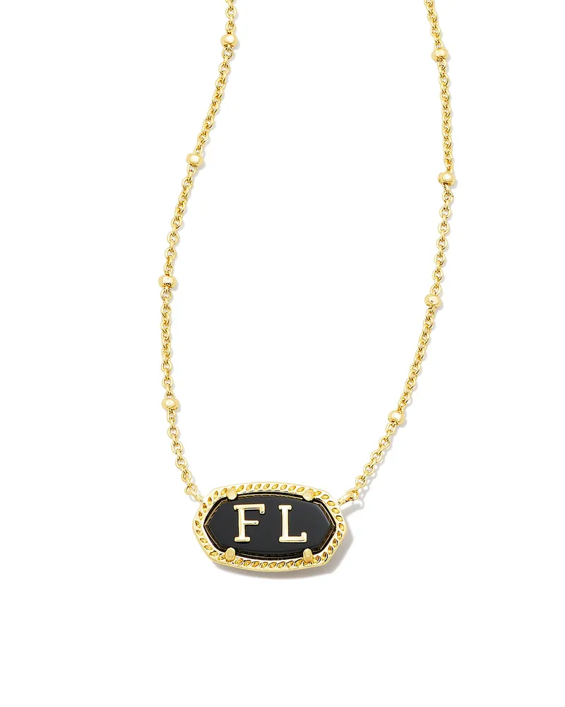 Elisa Gold Florida Necklace in Black Agate