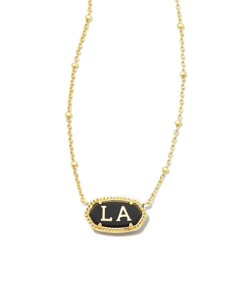 Elisa Gold Louisiana Necklace in Black Agate