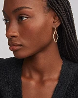 Abbie Gold Open Frame Earrings White Crystal