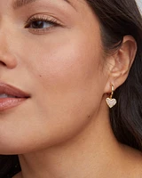 Ari Heart Gold Huggie Earrings Ivory Mother-of-Pearl
