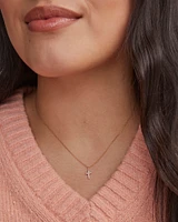 Cross 14k Yellow Gold Pendant Necklace White Diamonds