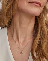 Crystal Letter N Gold Short Pendant Necklace in White Crystal