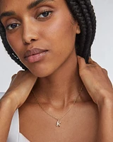 Crystal Letter K Gold Short Pendant Necklace in White Crystal