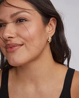 Livy Gold Huggie Earrings White Crystal