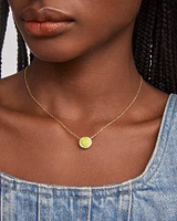 Tennis Gold Short Pendant Necklace Chartreuse Magnesite