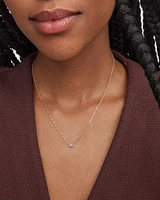 Marisa 14k Yellow Gold Oval Solitaire Pendant Necklace White Diamond