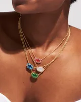Elisa Gold Crystal Frame Short Pendant Necklace in Kelly Green Illusion